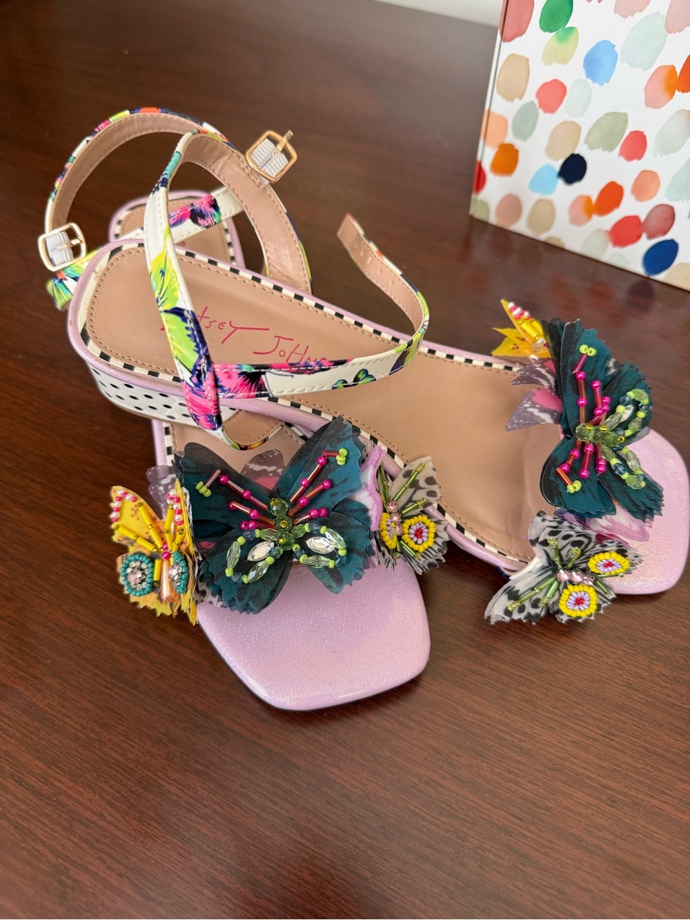 Betsey Johnson Floral Butterfly Ankle Strap Sandals - Picture 3 of 6